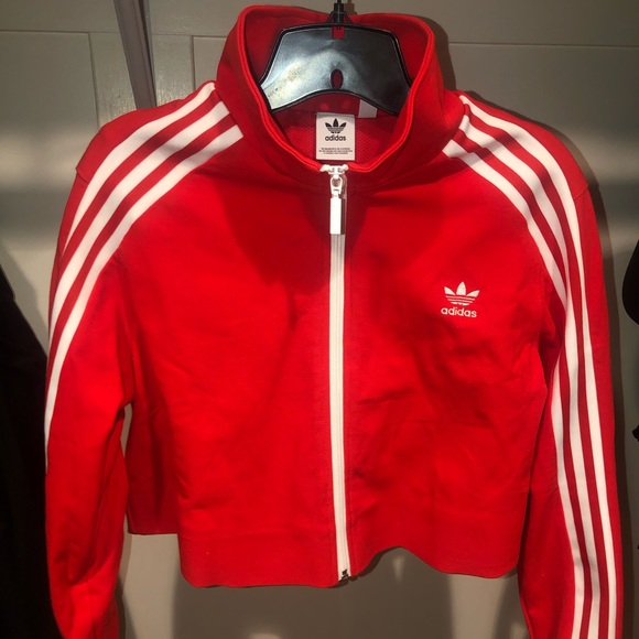 red adidas cropped jacket